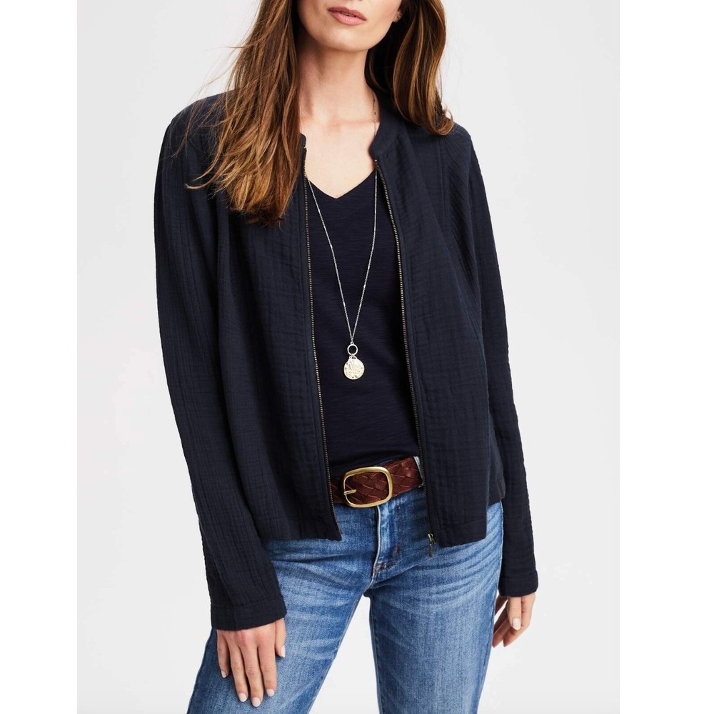 J.‎ JILL Mixed Gauze Garment Washed Slub Cotton Jacket